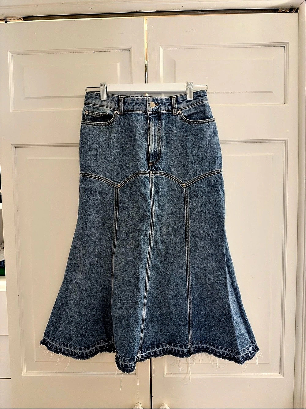 Alexander McQueen Denim Maxi Skirt Blue Waist 40